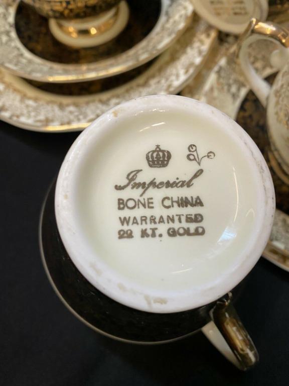 Imperial Bone China Warranted 22 Kt Gold Teaset Service 21 Pieces