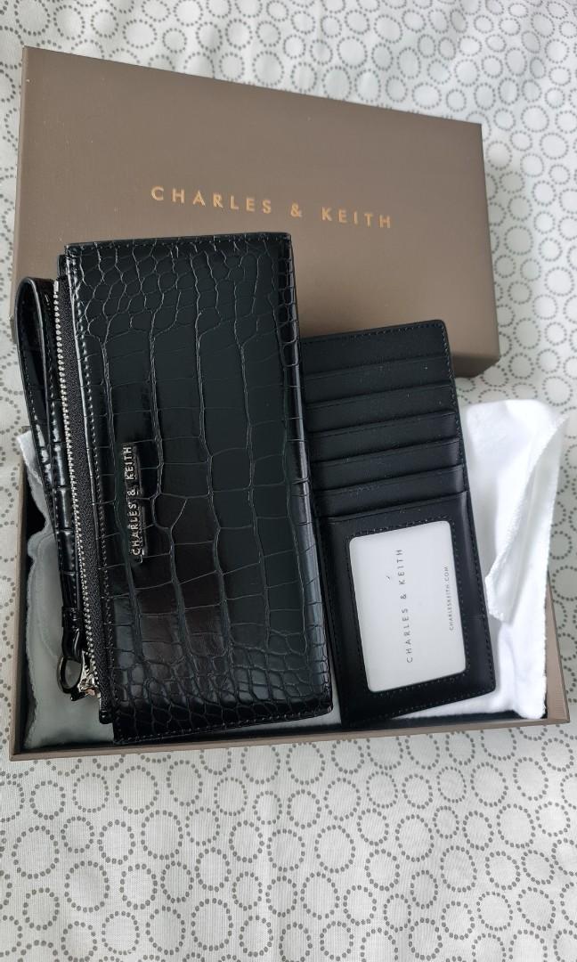Long wallet croc effect charles and keith