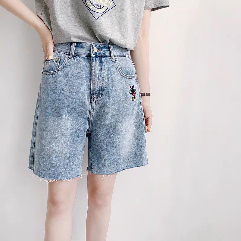 Mickey Mouse High Waist Denim Shorts Women s Fashion Bottoms Shorts on Carousell