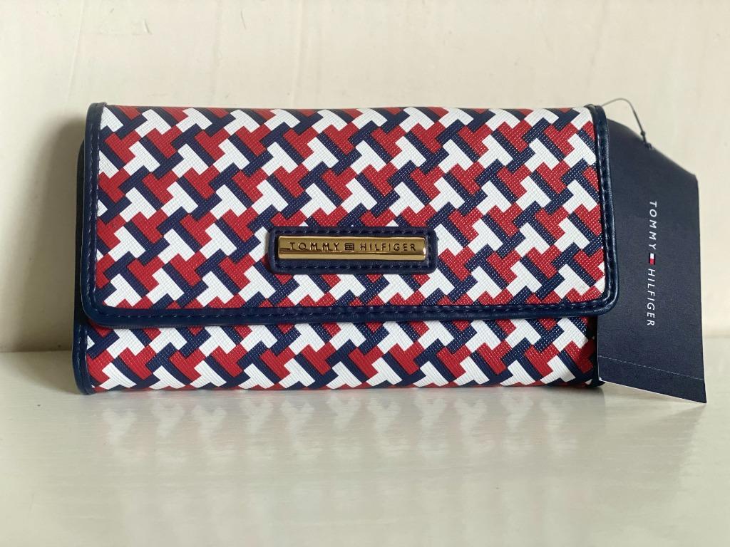 Tommy Hilfiger Women's Navy Blue Logo Debossed Checkbook Wallet Clutch Bag 