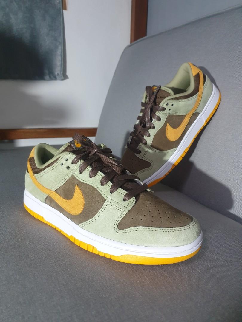 Nike Dunk Low Dusty Olive (with 2 extra laces), Men's Fashion