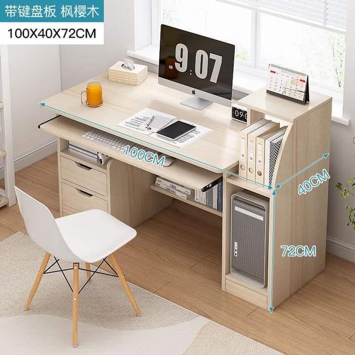 [RESTOCKED] Office Computer Study Desk Table with CPU Shelf and Drawers (Category: Tables & Sets) located in Manila. Submitted by acinad_ (Listing ID 1096009134, Image 1). Description: Office Computer Study Desk Table with CPU Shelf and Drawers Available colors: - White - Maple - Shallow - Blue For shipping: - Toktok - Grab Delivery Message for inquiries!.