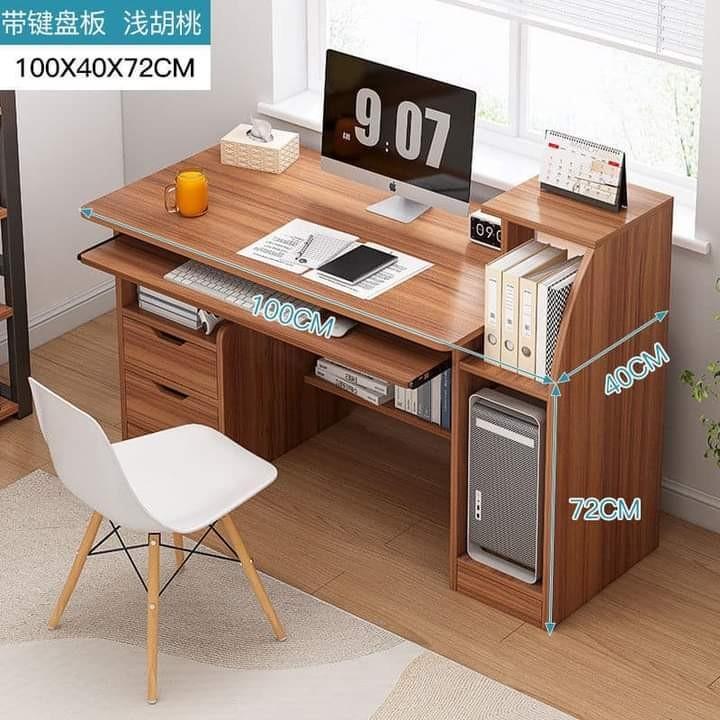 [RESTOCKED] Office Computer Study Desk Table with CPU Shelf and Drawers (Category: Tables & Sets) located in Manila. Submitted by acinad_ (Listing ID 1096009134, Image 2). Description: Office Computer Study Desk Table with CPU Shelf and Drawers Available colors: - White - Maple - Shallow - Blue For shipping: - Toktok - Grab Delivery Message for inquiries!.