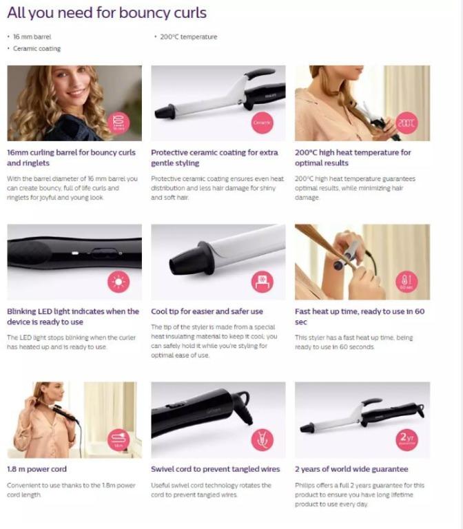 Philips Curl Ceramic HP8602 Beauty Personal Care Hair on Carousell