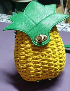 Pineapple Small Rattan Statement Bag