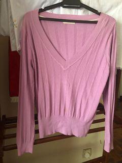 Pink V-neck sweater