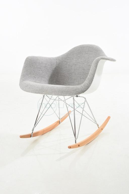 Plastic upholstered Charles Eames rocking Chair (Category: Chairs) located in San Juan City. Submitted by modliving (Listing ID 1095880051, Image 3). Description: Name: Charles rocking Chair tags/; eames chair DSW chair Color: White/gray fabric in metal base Made of virgin Plastic seat w Chrome Steels legs/beech wood legs standard specs and thickness COMMERCIAL STANDARD QUALITY! BEST PRICE GUARANTEED!! BEWARE of cheap undersize version. Your safe