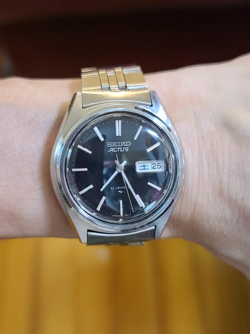 SEIKO ACTUS 7019-7430 黑面雙曆機械自動錶vintage automatic watch