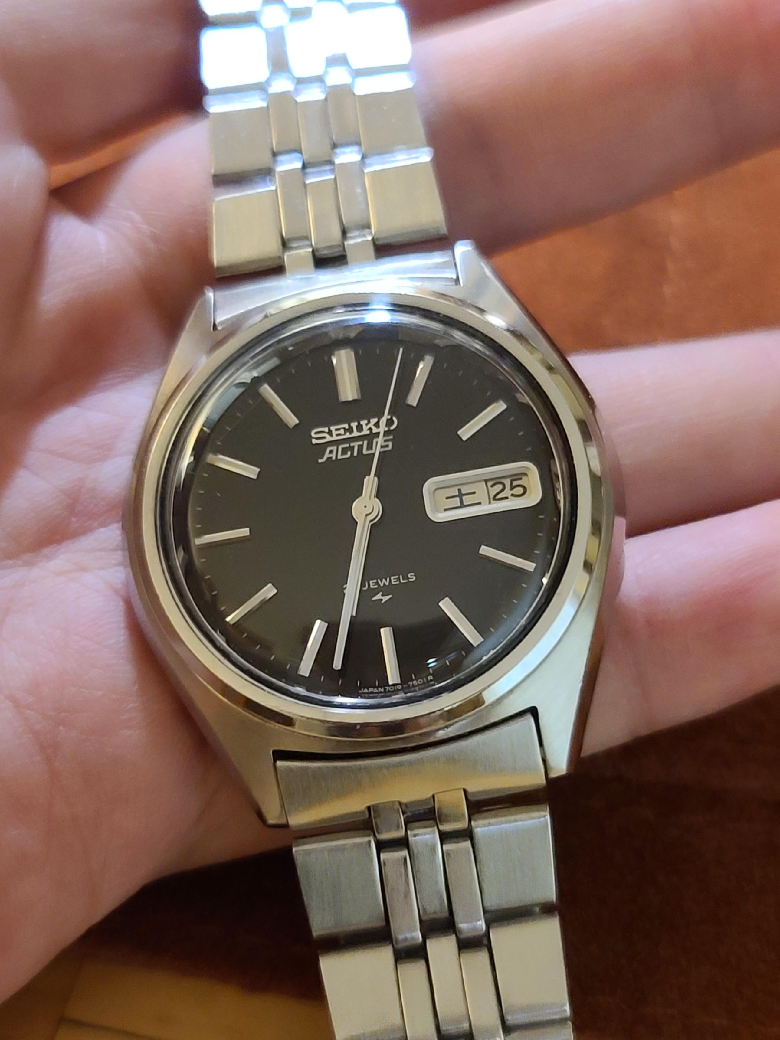 SEIKO ACTUS 7019-7430 黑面雙曆機械自動錶vintage automatic watch