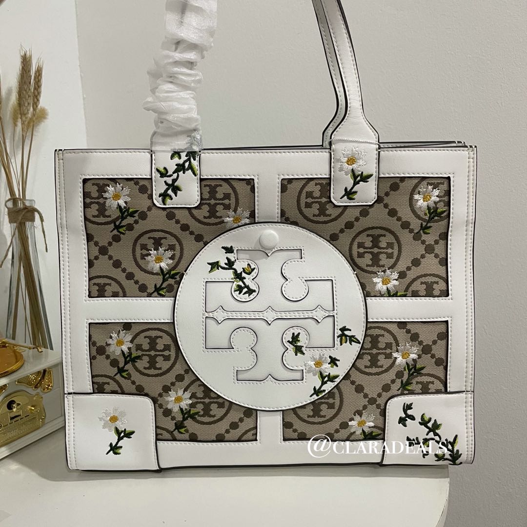 Tory Burch Ella Monogram Daisy Tote, Women's Fashion, Bags & Wallets, Tote  Bags on Carousell