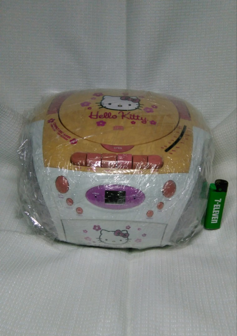 Vintage Radio Hello Kitty Stereo AM/FM/CD Boom Box with Cassette Player