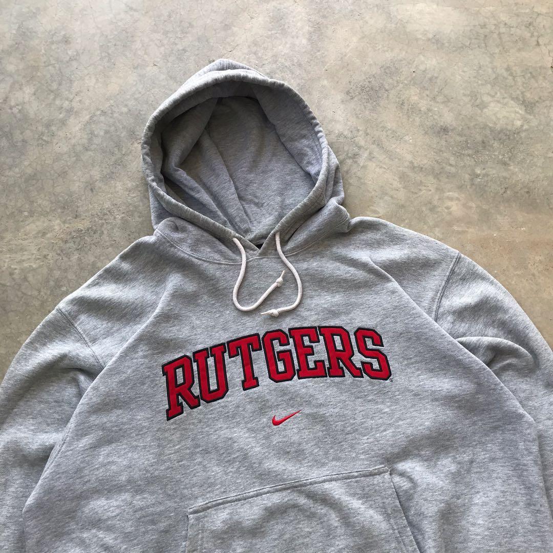 Vtg 90 s Nike Center Swoosh Rutgers University Hoodie