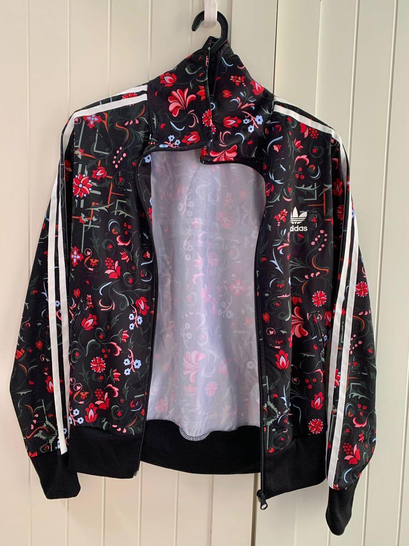 Adidas black hotsell floral jacket