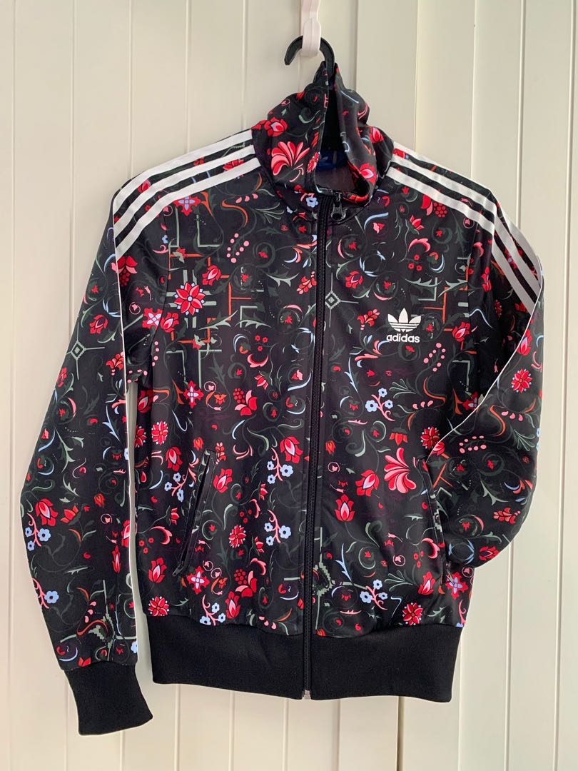 Adidas black top floral jacket