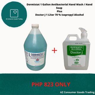 AZ Consumer Dermistat Hand Wash | Hand Soap | 1 Gallon Plus Doctor J 1 Liter 70% Isopropyl Alcohol
