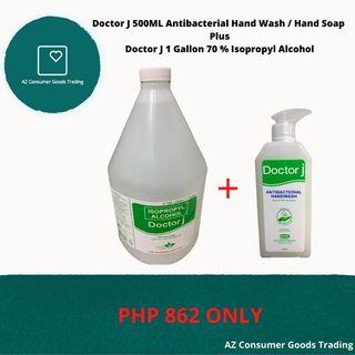 AZ Consumer Doctor J Hand Wash | Hand Soap | 500ML  Plus Doctor J 1 Gallon 70% Isopropyl Alcohol