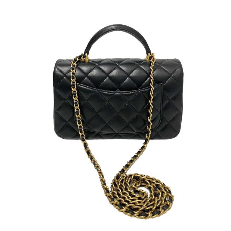 全新CHANEL AS2431 B05810 94305 黑色羊皮FLAT BAG WITH HANDLE #香榭