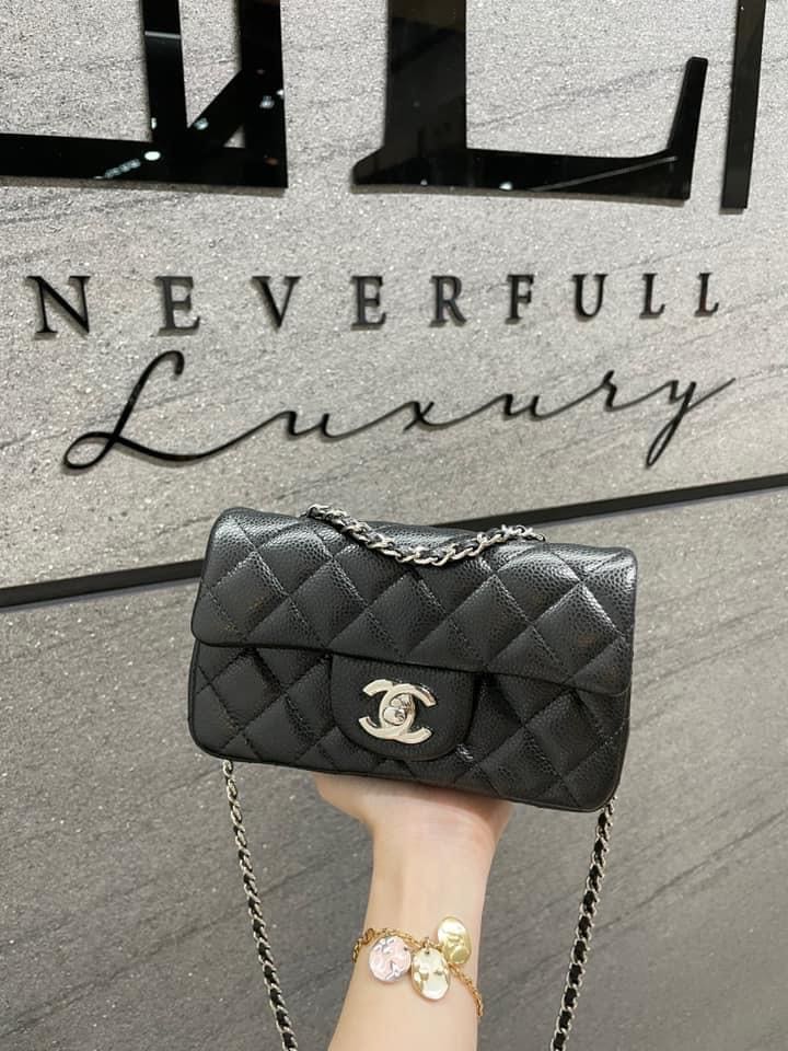 Chanel Classic Extra Mini Rectangle Black Caviar Bag, Luxury, Bags