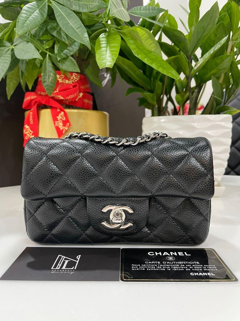 Chanel Extra Mini Classic Flap Bag in Black Caviar in SHW