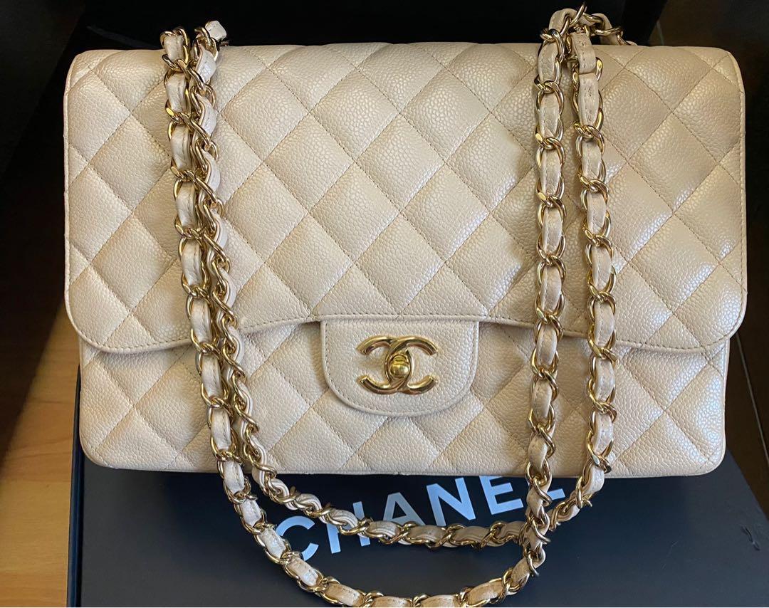 Chanel jumbo single flap beige Clair with ghw
