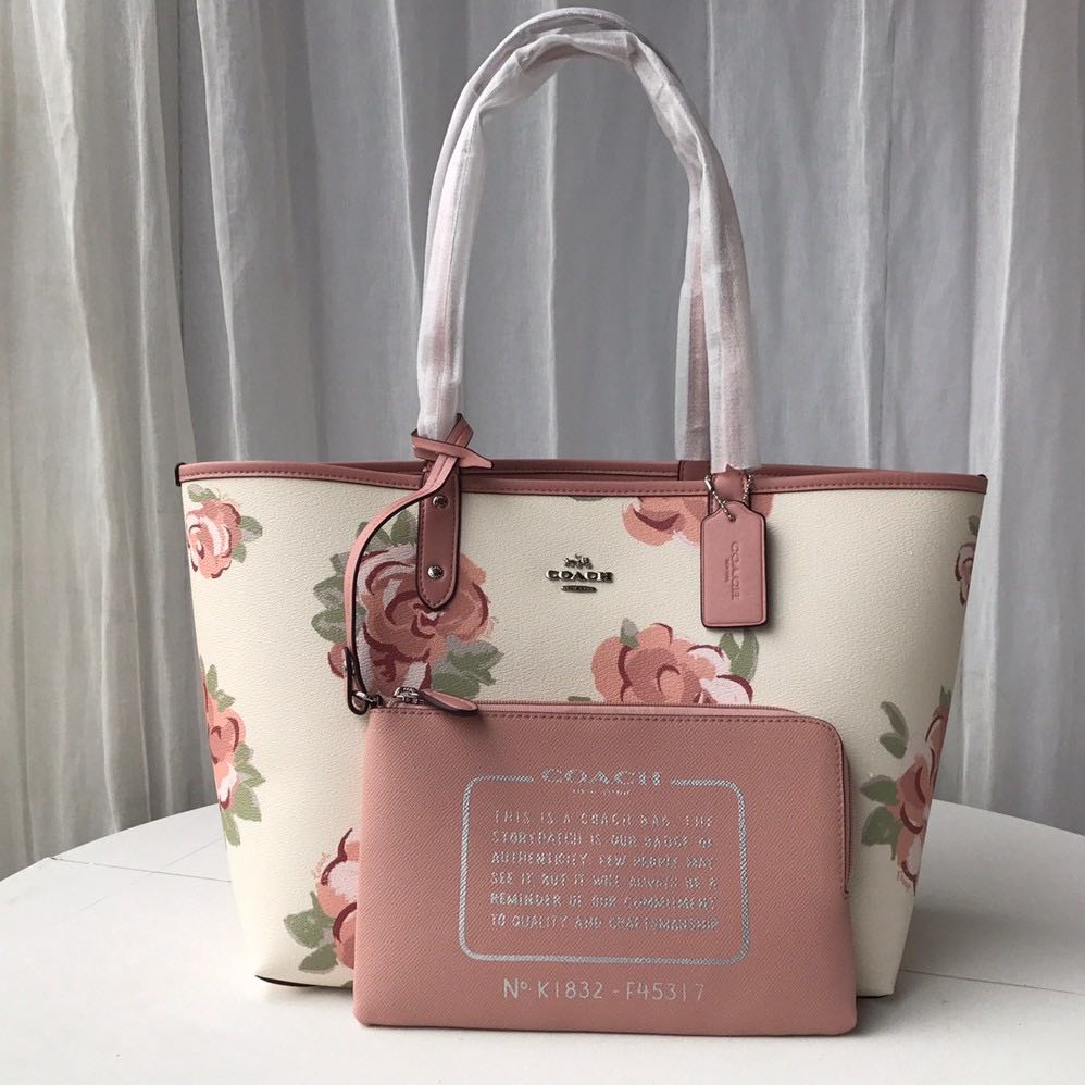 Coach pink reversible discount tote