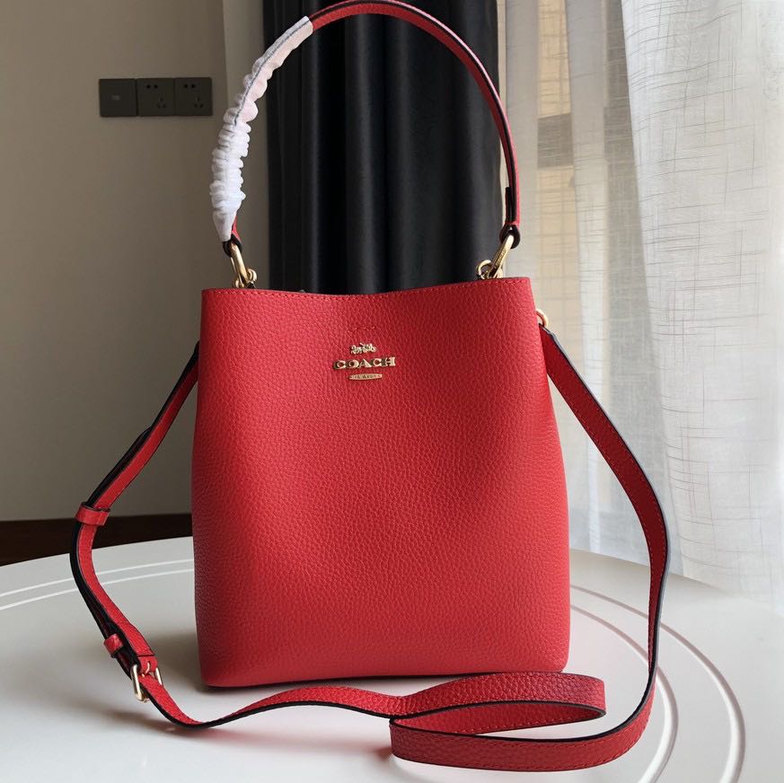 Coach red top bucket bag