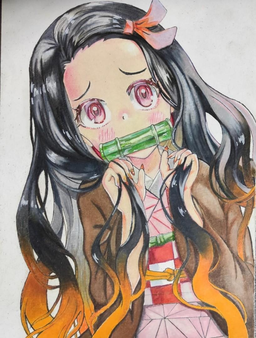 Demon Slayer Nezuko Drawing Hobbies Toys Stationery Craft Art Prints On Carousell