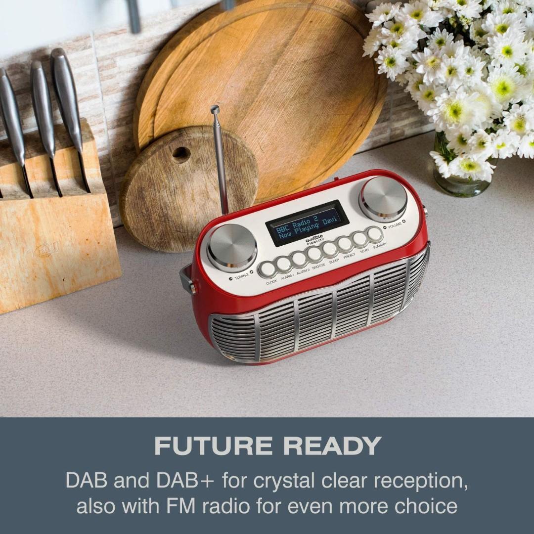DETROIT DAB Radio Alarm Clock Bedside Mains Powered Or Battery DAB/DAB+