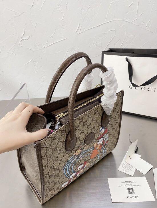 Gucci x Disney Brown and Ebony Supreme GG Donald Duck Tote Bag