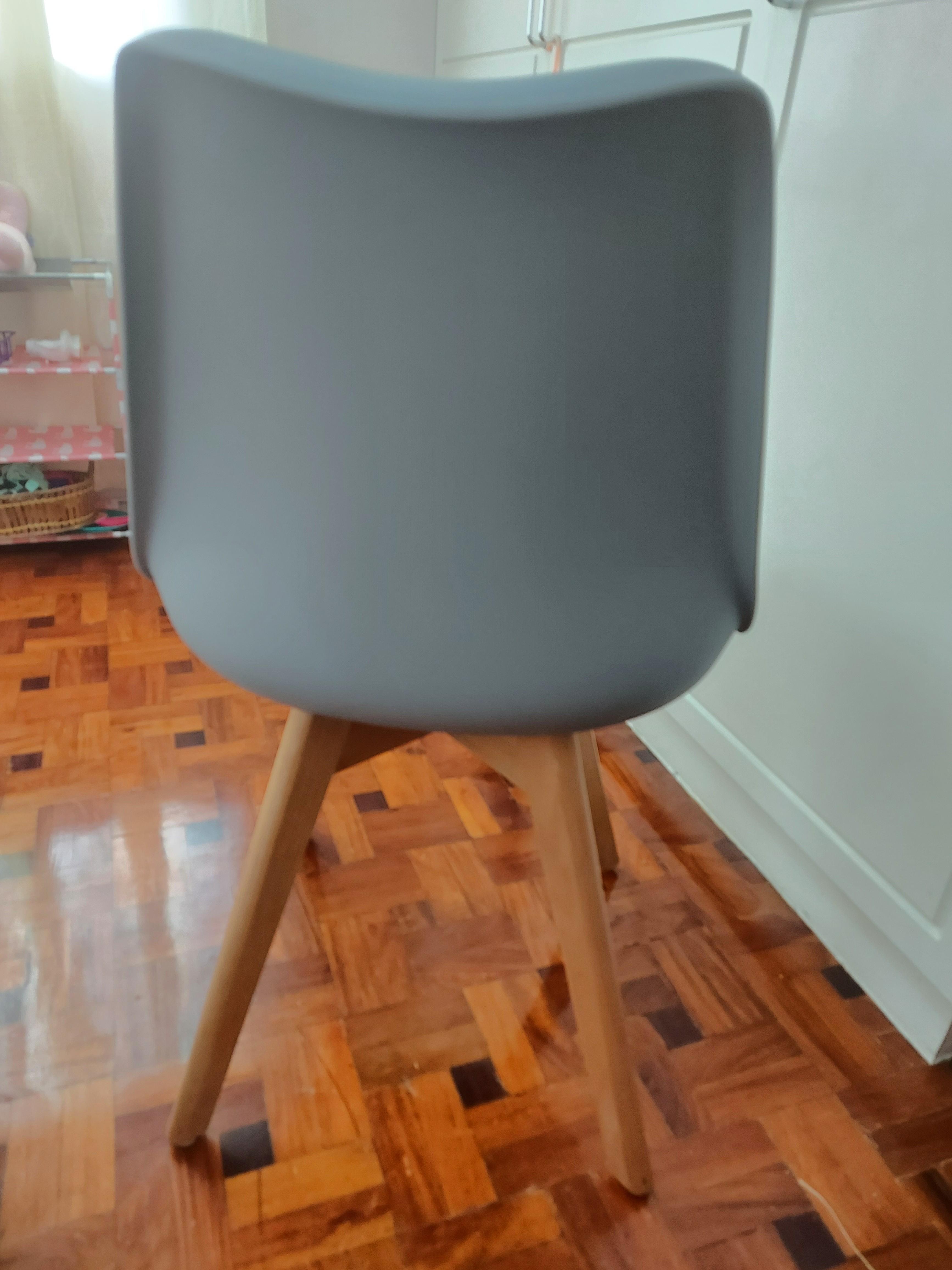 Eames style Home and Office Chair (Category: Chairs) located in Quezon City. Submitted by jacqueline_velasco14 (Listing ID 1096088558, Image 2). Description: Color: grey Materials: Polypropylene with solid oak wood legs with padded seat Approx. weight capacity 110kg Backrest height: 42.5cm comes assembled *refer to last pic for minor flaw Bought for 3.5k including shipping RFS: upgrading payment via bpi or gcash.