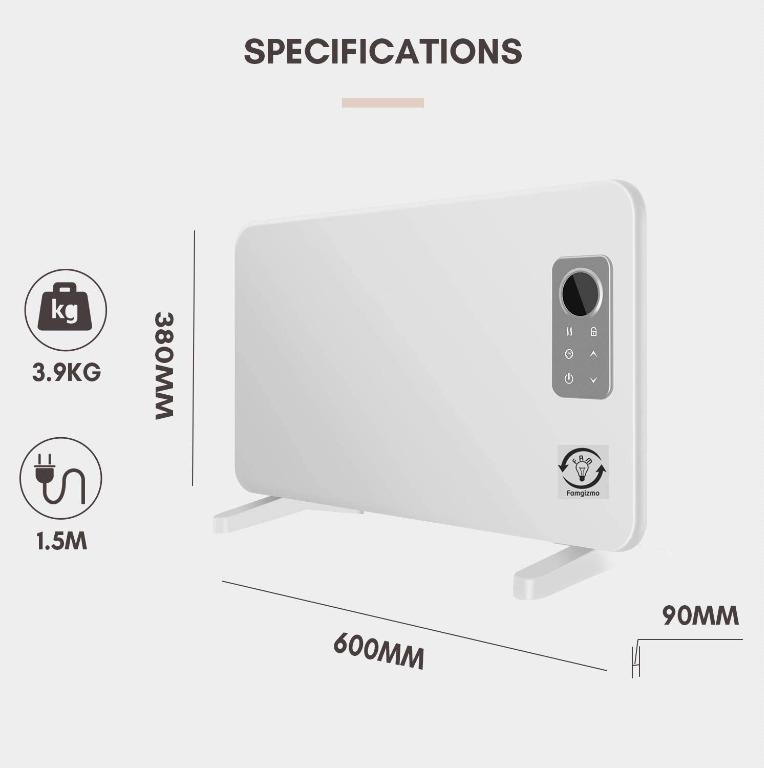 Famgizmo Ultra Slim 1000W Panel Heater 24 Hour 7 Day Timer Bathroom Safe  With Remote, Wall Mounted (Free Wall Bracket Included) Low Energy Electric  Heater Digital thermostat, TV u0026 Home Appliances, Air