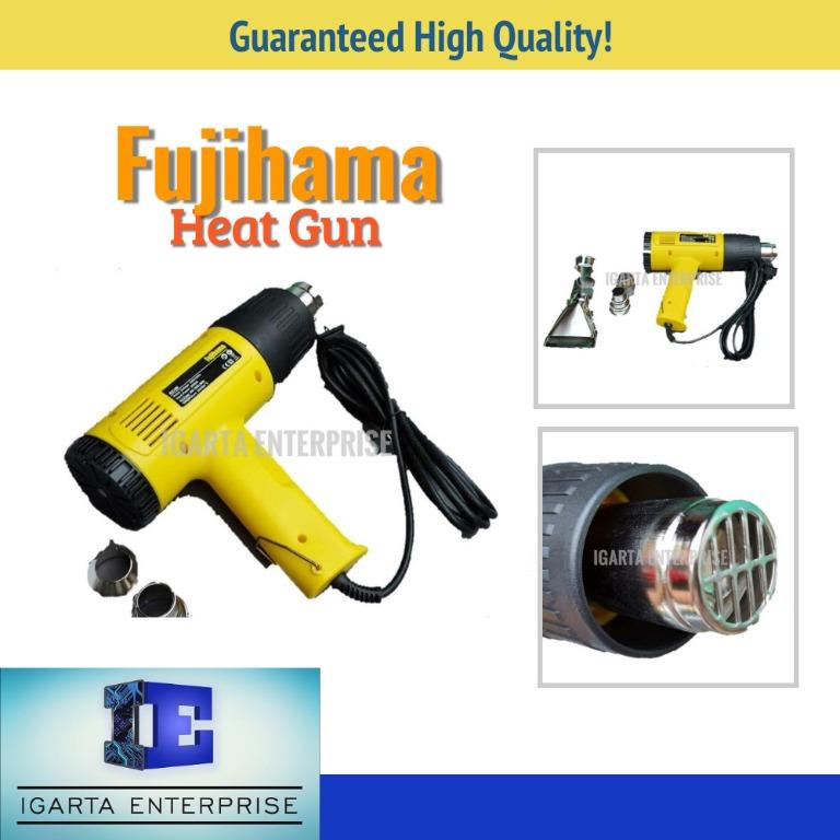 FUJIHAMA HEAT GUN (Category: Construction Tools & Equipment) located in Quezon City. Submitted by igarta.enterprise (Listing ID 1096092300, Image 1). Description: Can be used to strip paint Shrink heat shrink tubing Shrink film, and shrink wrap packaging Dry out damp wood Bend and weld plastic, soften adhesives, and thaw frozen pipes Maximum Output : 2000W Rated Frequency : 60 Hz Rated Voltage : 220 V Temperature at Nozzle Outlet : 80-600 degree 