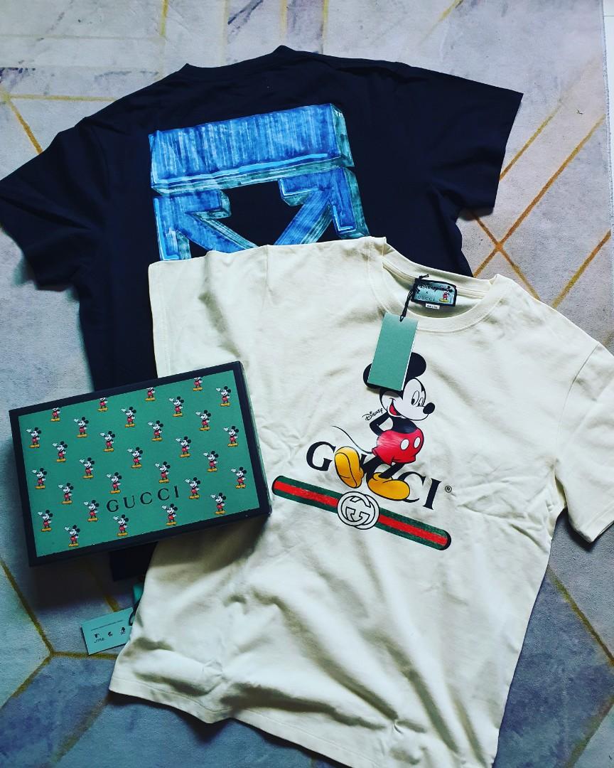 Gucci collab Disney Mickey Mouse Belt Logo Tee Cream, Men's Fashion, Tops &  Sets, Tshirts & Polo Shirts on Carousell