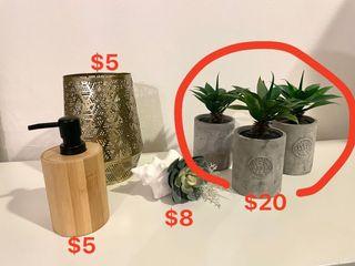 Home Decor with Candle holder, artificial plants
