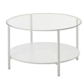 IKEA Glass Round White Coffee Table 75cm
