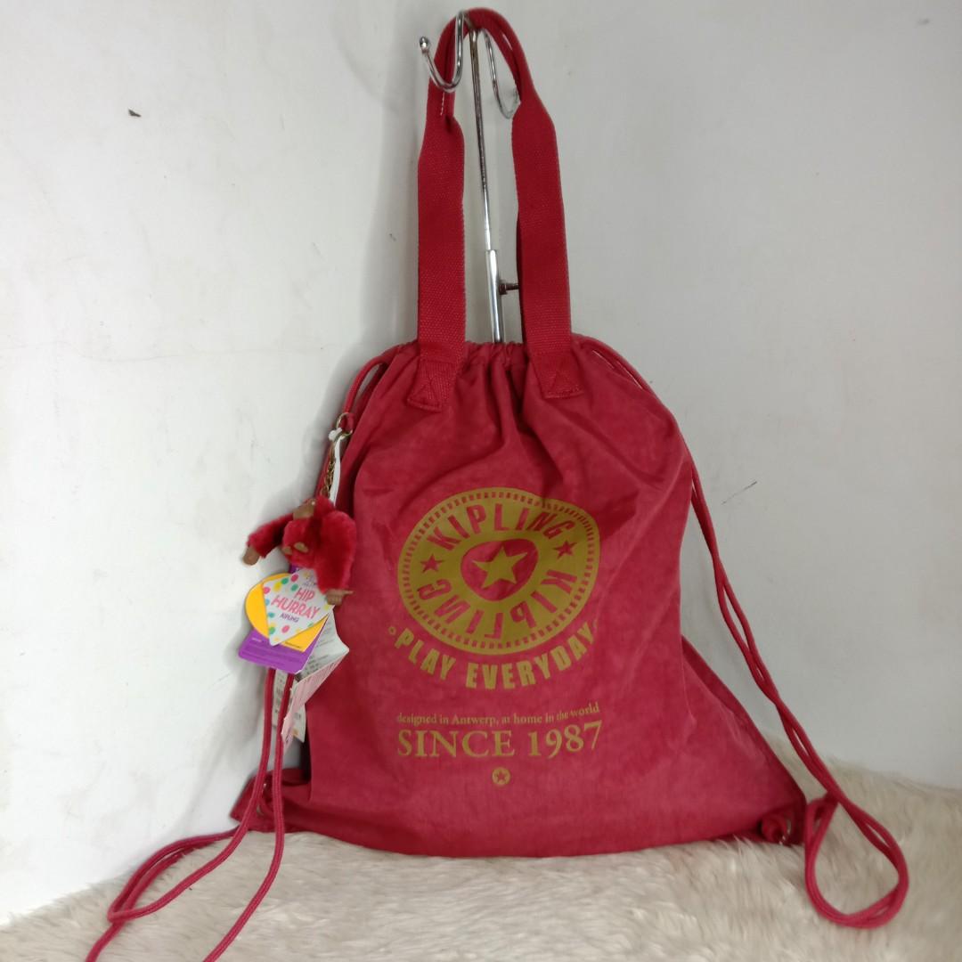 kipling drawstring backpack