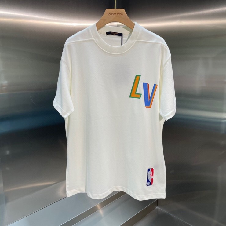 LV 2021NBA聯名彩色LOGO字母T恤S-XL, 男裝, 上身及套裝, T-shirt、恤衫 