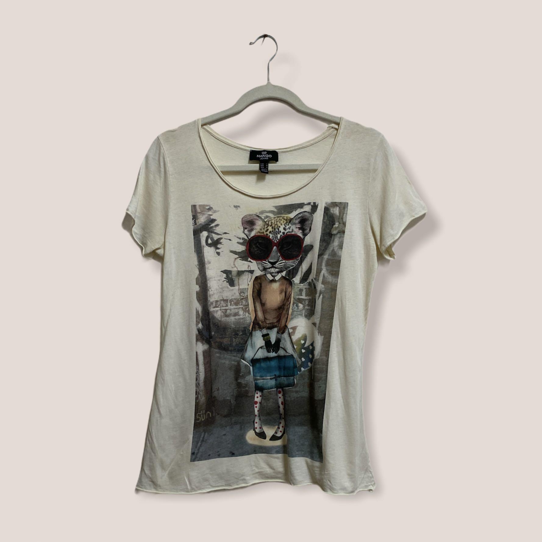 MANGO Graphic Vintage Print Shirt (Category: Shirts) located in Angeles City. Submitted by chaqi (Listing ID 1096224912, Image 1). Description: ✨ decluttering sale ✨ MANGO Graphic Vintage Print Shirt very light and breathable material flaws: stains (see photo).