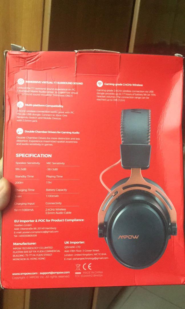 MPOW AIR PRO BH473A 7.1 SURROUND SOUND 2.4 GHz Wireless Gaming Headset