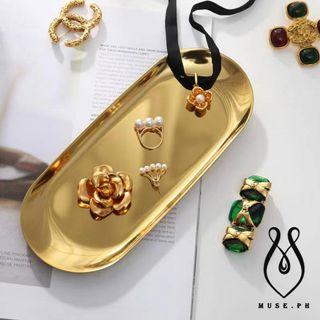 MUSE.PH Metal Storage Tray Oval Fruit Tray Pastry Tray Small Items Jewelry Display Tray Jewelry Photography Decoration Tray