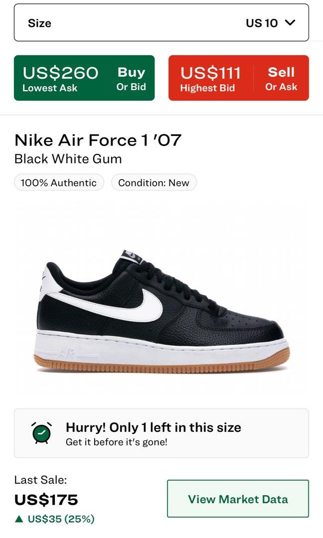 Air force 1 cheap black white gum