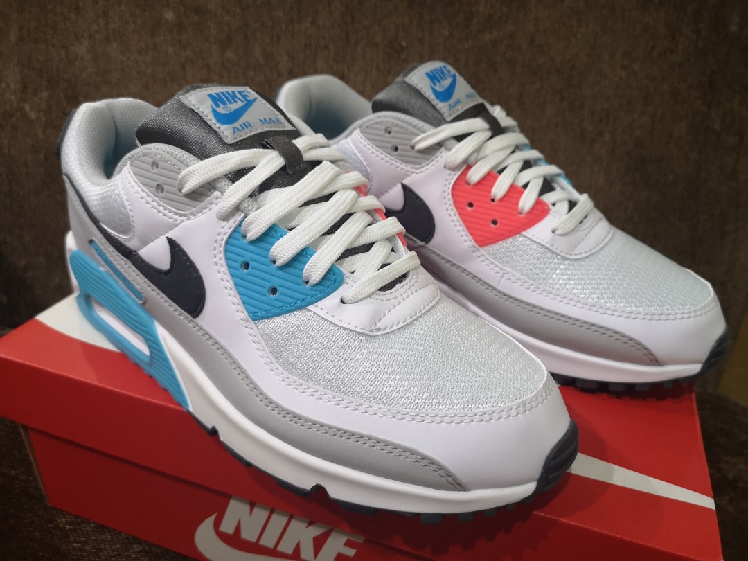 Nike Air Max 90 Shoes CHLORINE BLUE LIGHT FUSION RED Men s