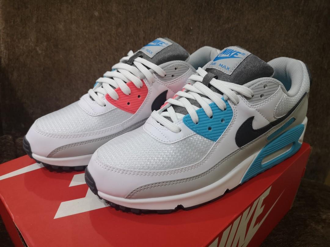 Nike Air Max 90 Shoes CHLORINE BLUE LIGHT FUSION RED Men s