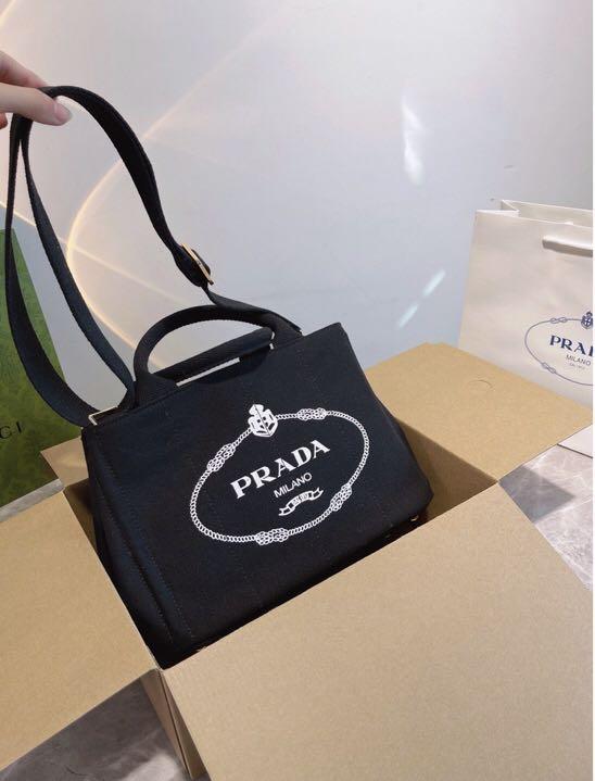 PRADA Small Cotton Canvas Tote, Luxury, Bags & Wallets on Carousell