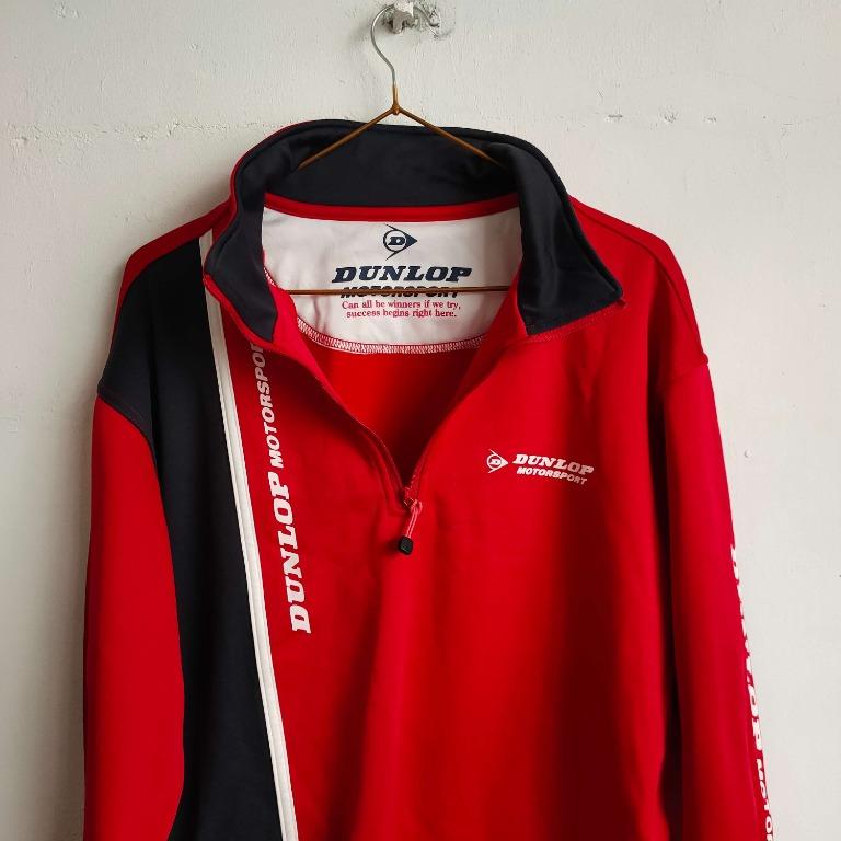 Red Black White Polo Half Zip Dunlop Sweater Outer Women s