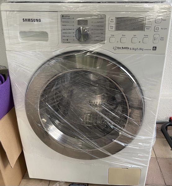 Samsung washing machine eco bubble 8kg with 5kg dryer function, TV