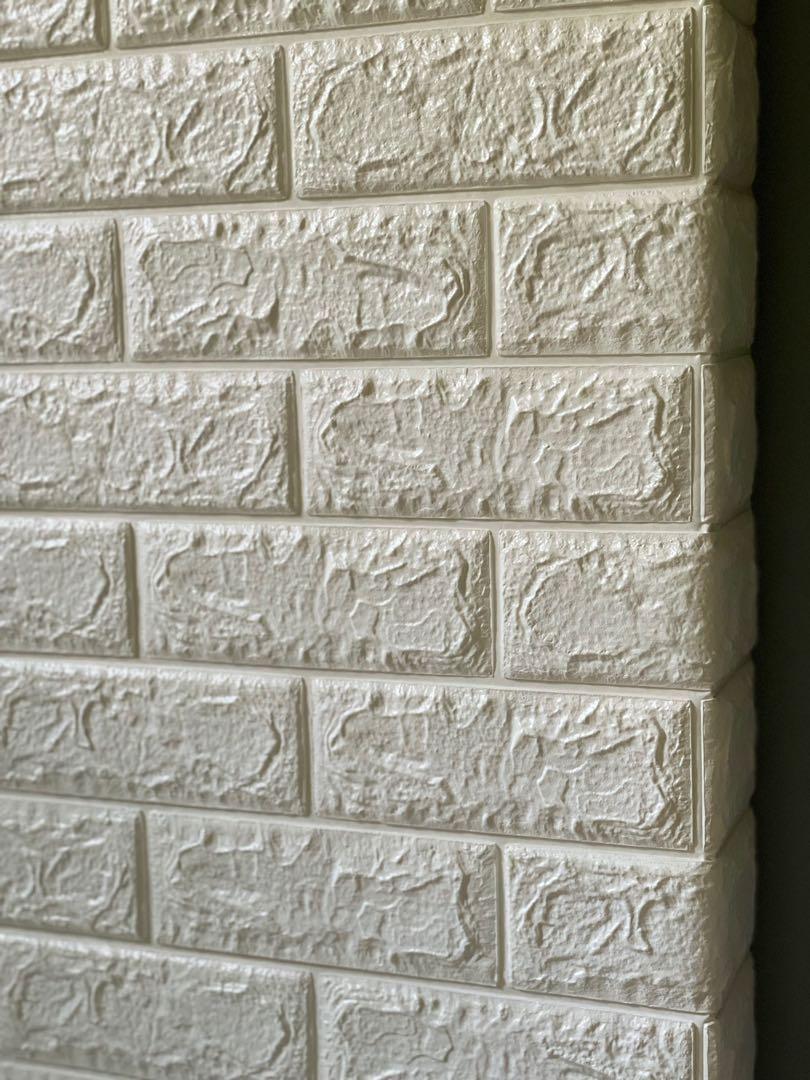 Set of 10 pieces3D Self Adhesive White Brick Foam Wallpaper, Furniture
