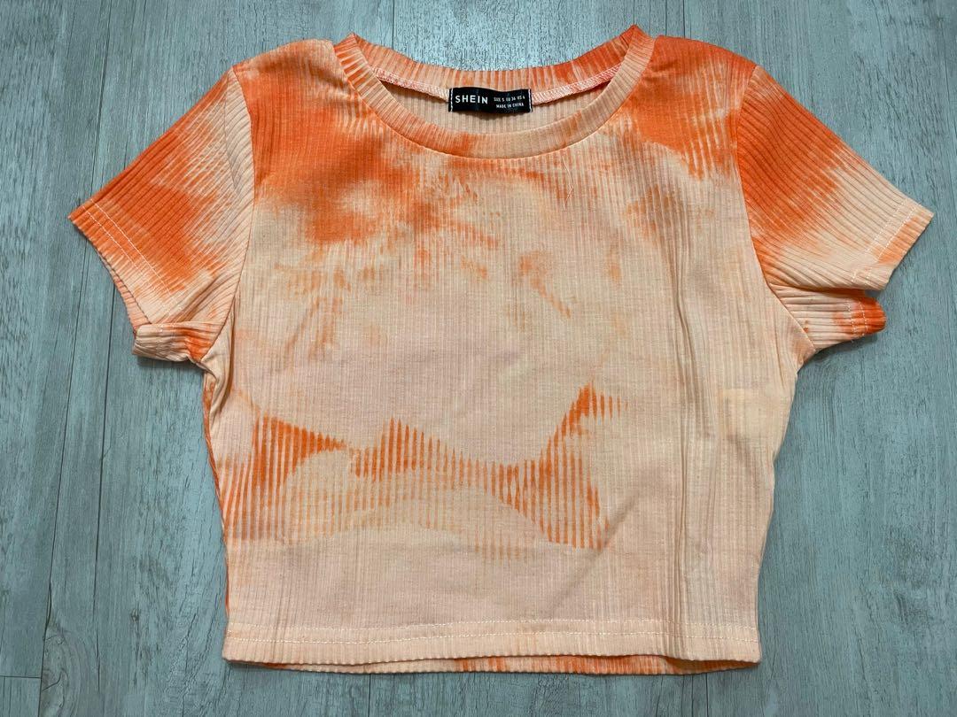 nike orange tie dye crop top
