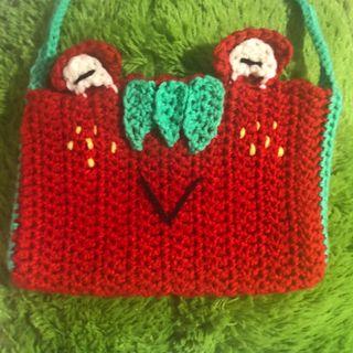 cute aesthetic fairycore strawberry frog crochet shoulder bag pouch
