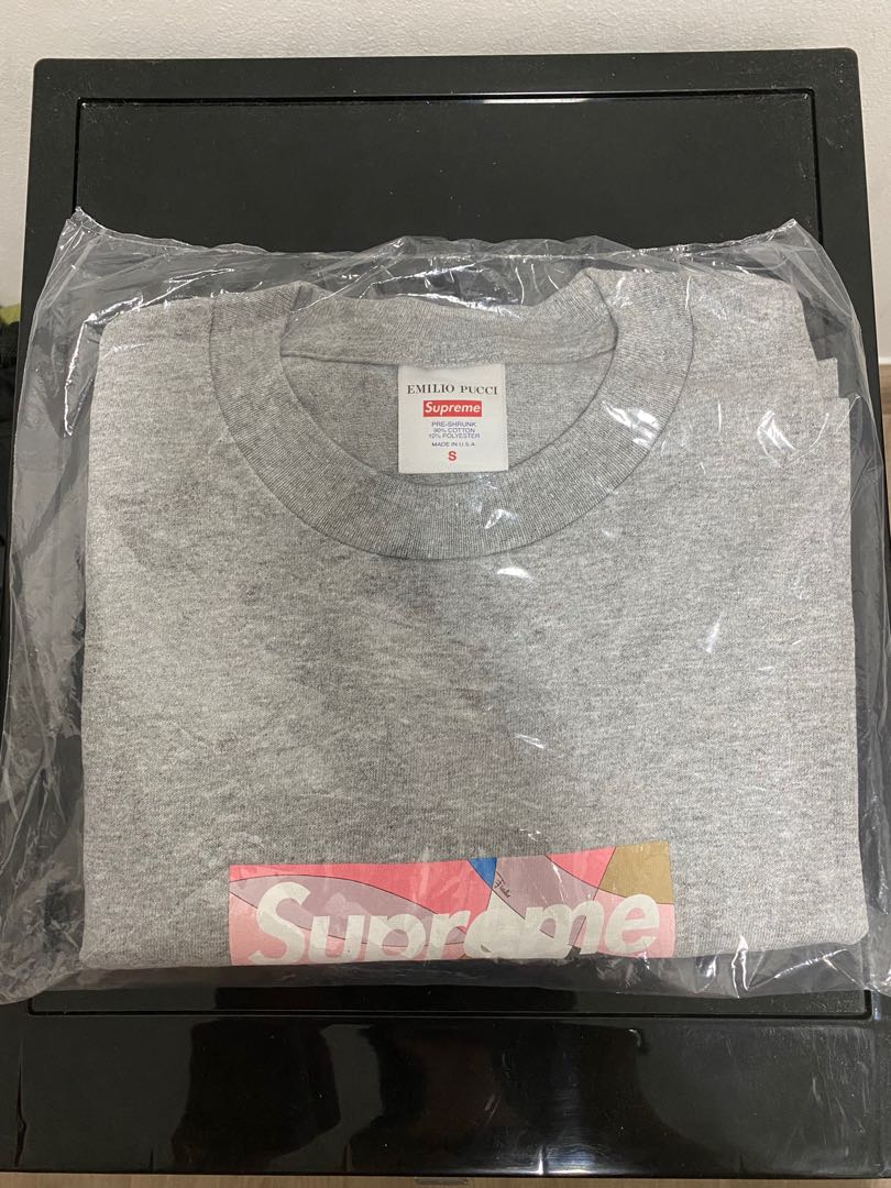 Supreme Emilio Pucci Box Logo Tee Gray with Black Large T Shirt L Bogo Grey